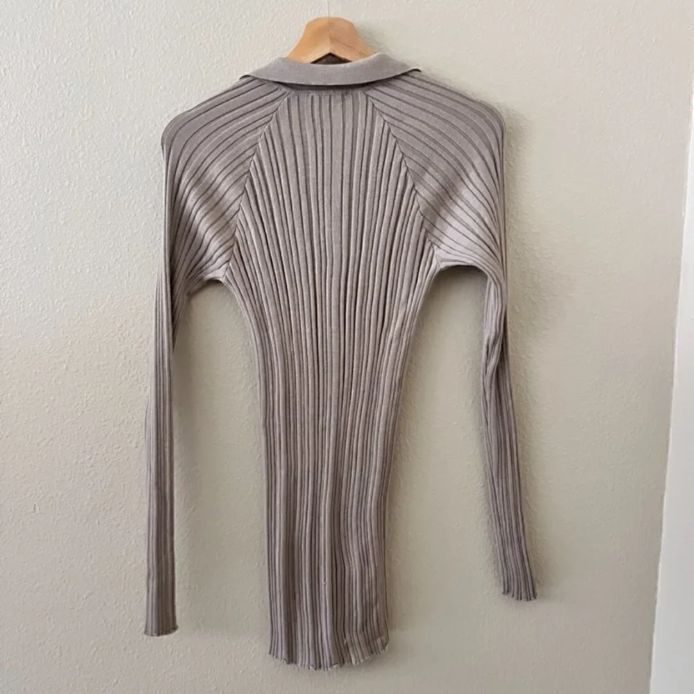 Rhea Stone Merino Wool Blend Ribbed Cardigan S​​​​​​​​​​​​​​​​​​​